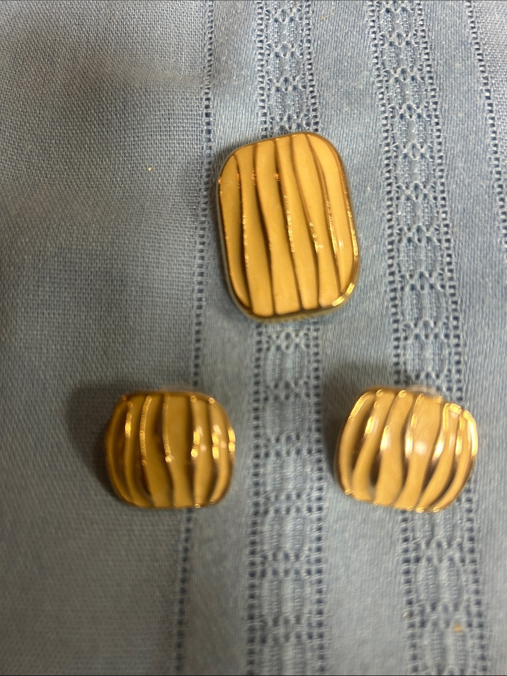 Gold-Tone Textured pierced Earring and Brooch Set